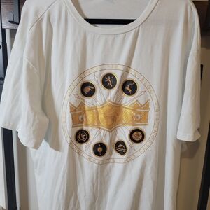 White T-Shirt with Gold Graphic